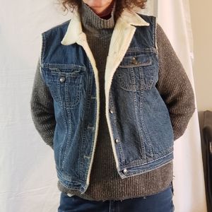 Vintage Denim Vest with Sherpa lining 18W